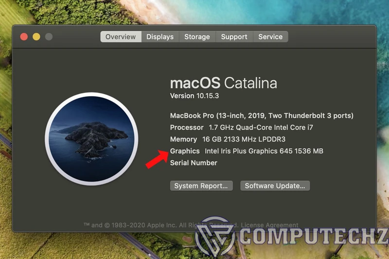 kiểm tra card màn hình bao nhiêu gb trên MacOS
