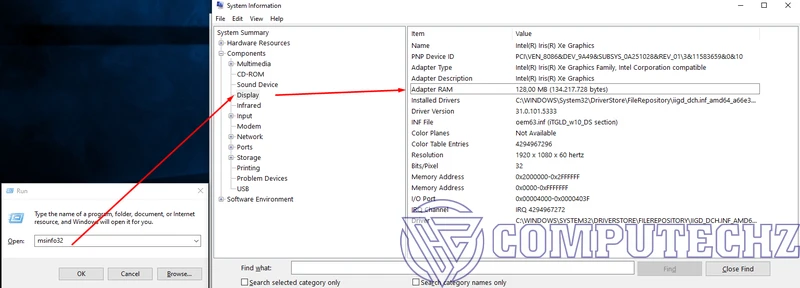 cách kiểm tra dung lượng card màn hình trong System Information